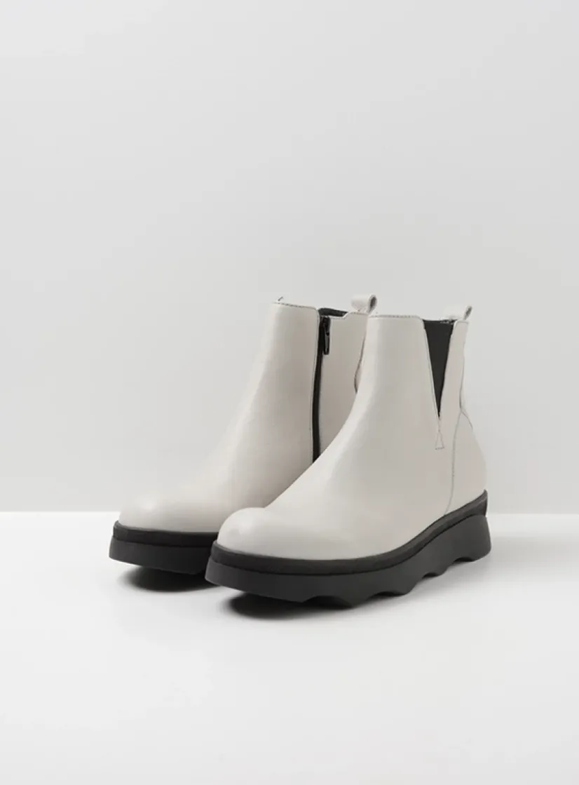 Wolky Nigata - winterwit leer<DAMES Herfst/Winter|Enkellaarsjes