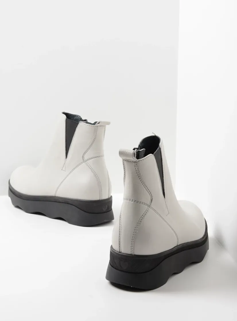 Wolky Nigata - winterwit leer<DAMES Herfst/Winter|Enkellaarsjes