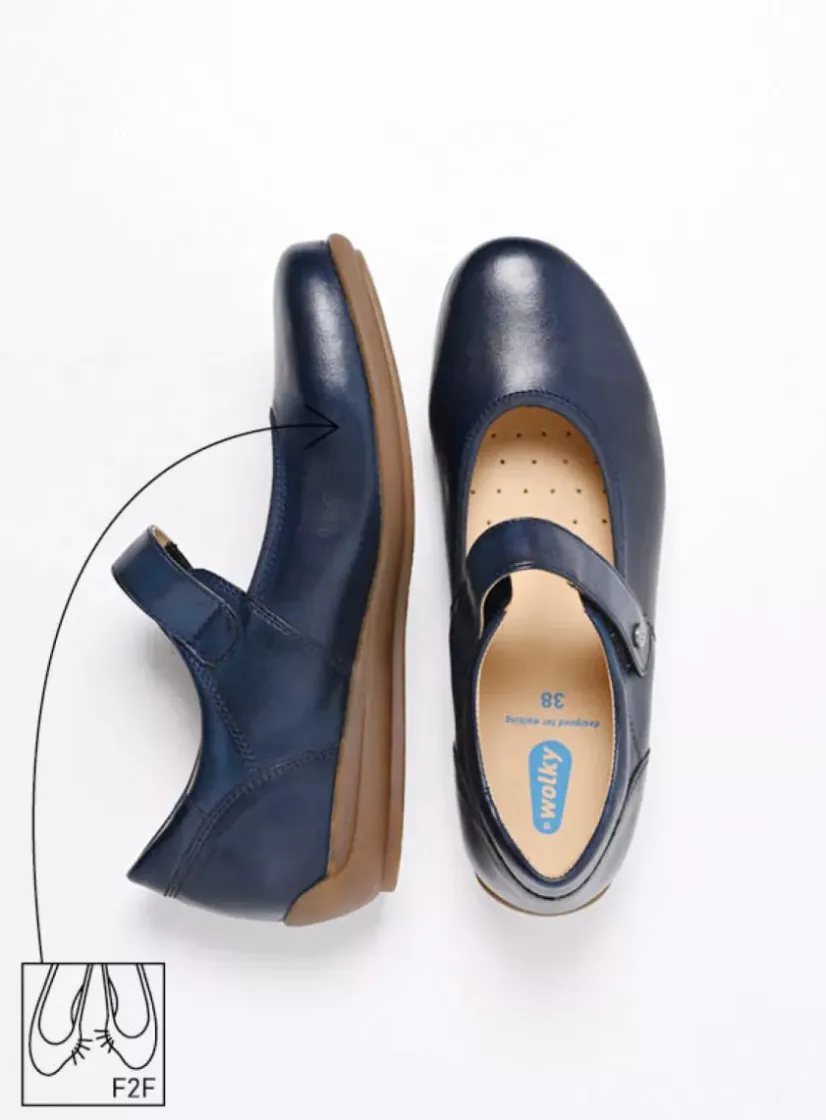 Wolky Noble F2F - denim biocare<DAMES Herfst/Winter|Bandschoenen