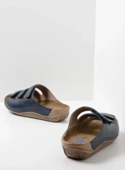 Wolky Nomad - blauw leer<DAMES Slippers