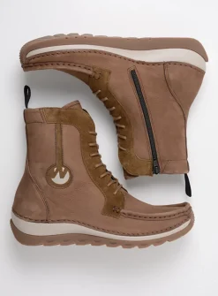 Wolky Ocean - donker taupe nubuck<DAMES Hoge Veterschoenen|Veterlaarzen