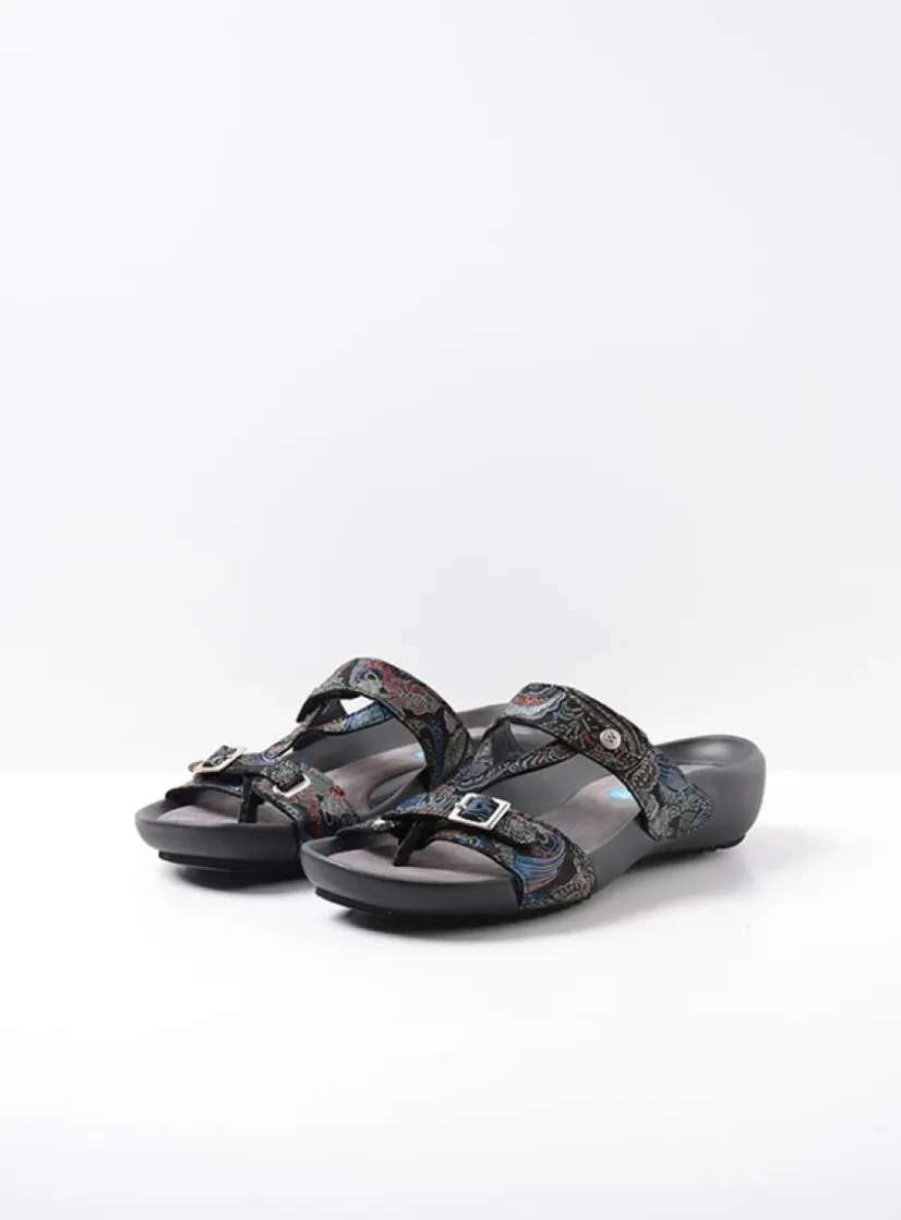 Wolky O'Connor - zwart/blauw suede<DAMES Slippers
