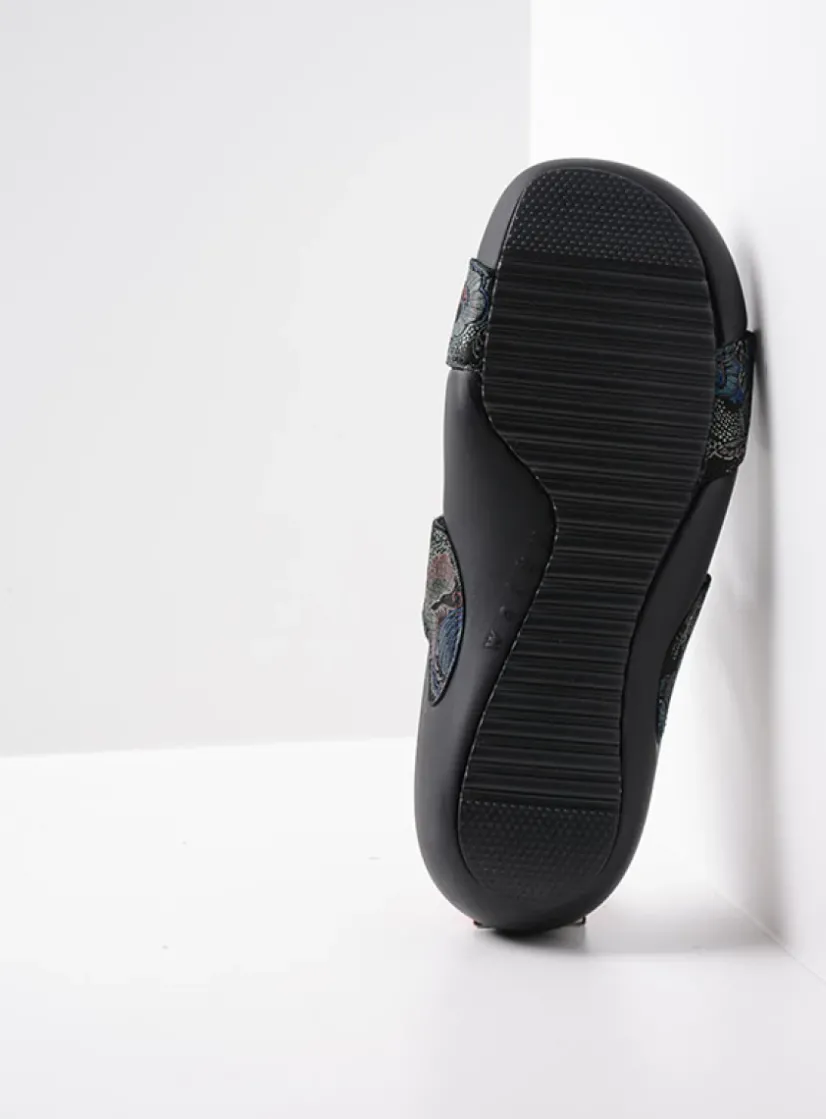 Wolky O'Connor - zwart/blauw suede<DAMES Slippers