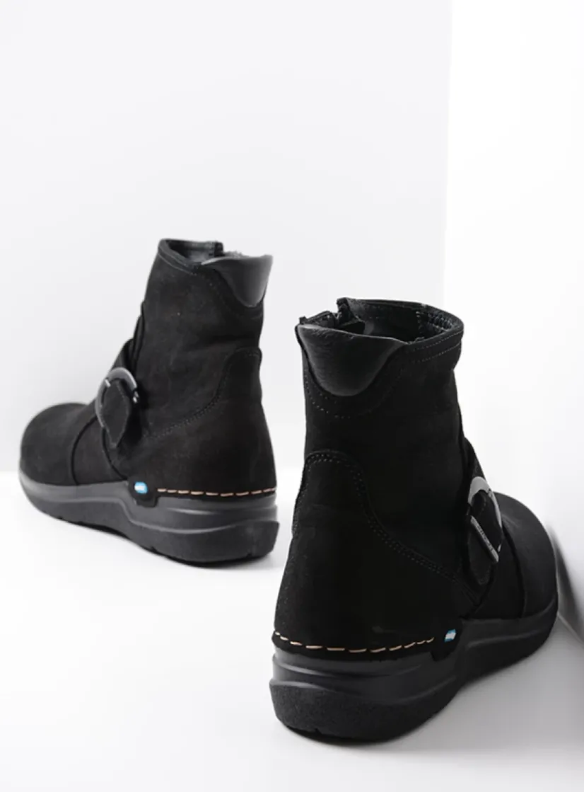 Wolky Okay - zwart nubuck<DAMES Wandelschoenen|Herfst/Winter