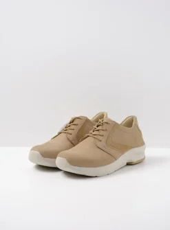 Wolky Omaha HV - beige nubuck<DAMES Lage Veterschoenen|Wandelschoenen
