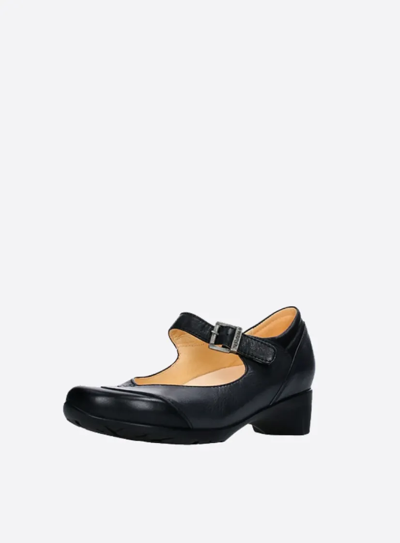 Wolky Opal - zwart leer<DAMES Bandschoenen