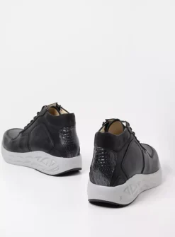 Wolky Pep S2F - zwart combi stretchleer<DAMES Hoge Veterschoenen|Herfst/Winter