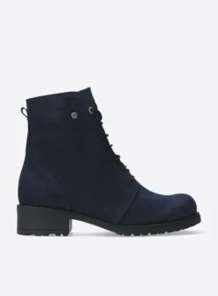 Wolky Quinta F2F - blauw nubuck<DAMES Veterlaarzen|Halfhoge Laarzen