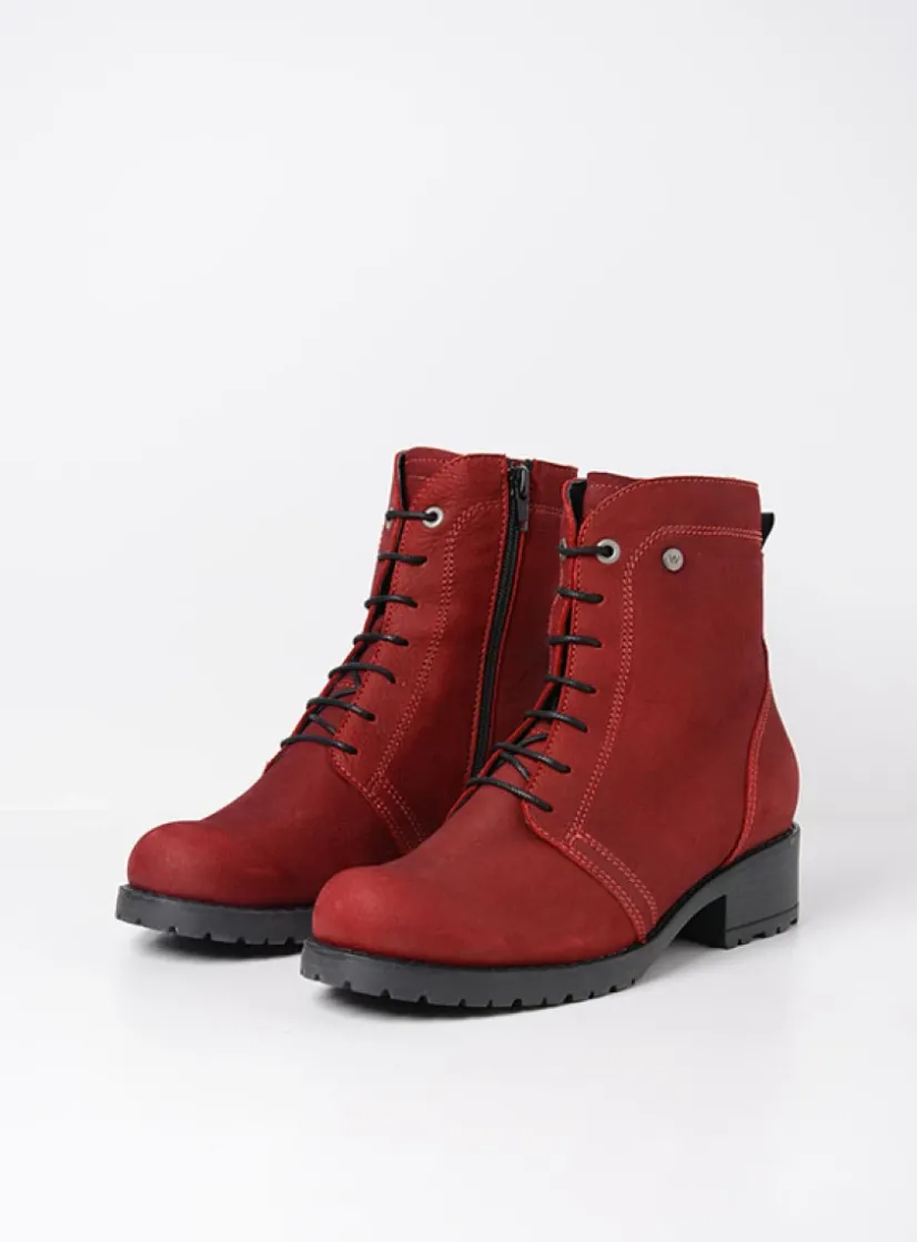 Wolky Quinta F2F - bordeauxrood nubuck<DAMES Veterlaarzen|Herfst/Winter
