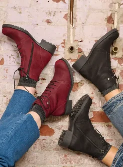 Wolky Quinta F2F - bordeauxrood nubuck<DAMES Veterlaarzen|Herfst/Winter