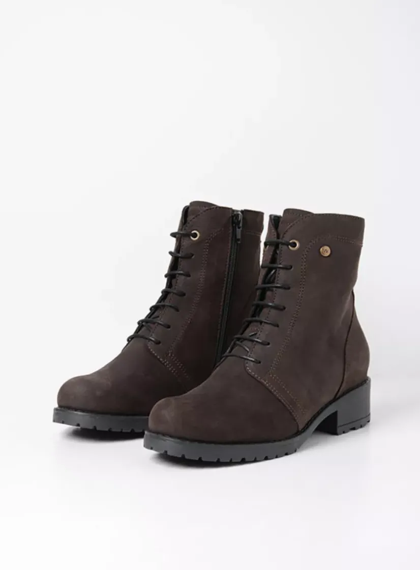 Wolky Quinta F2F - bruin nubuck<DAMES Veterlaarzen|Halfhoge Laarzen