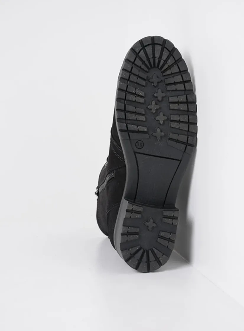 Wolky Quinta F2F - zwart nubuck<DAMES Veterlaarzen|Halfhoge Laarzen
