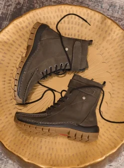 Wolky Reach - asfalt nubuck<DAMES Hoge Veterschoenen|Veterlaarzen