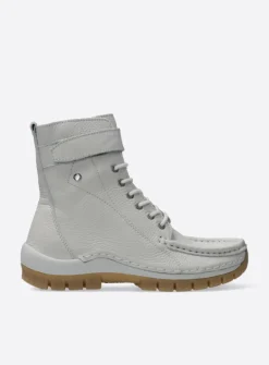 Wolky Reach - creme wit leer<DAMES Hoge Veterschoenen|Veterlaarzen