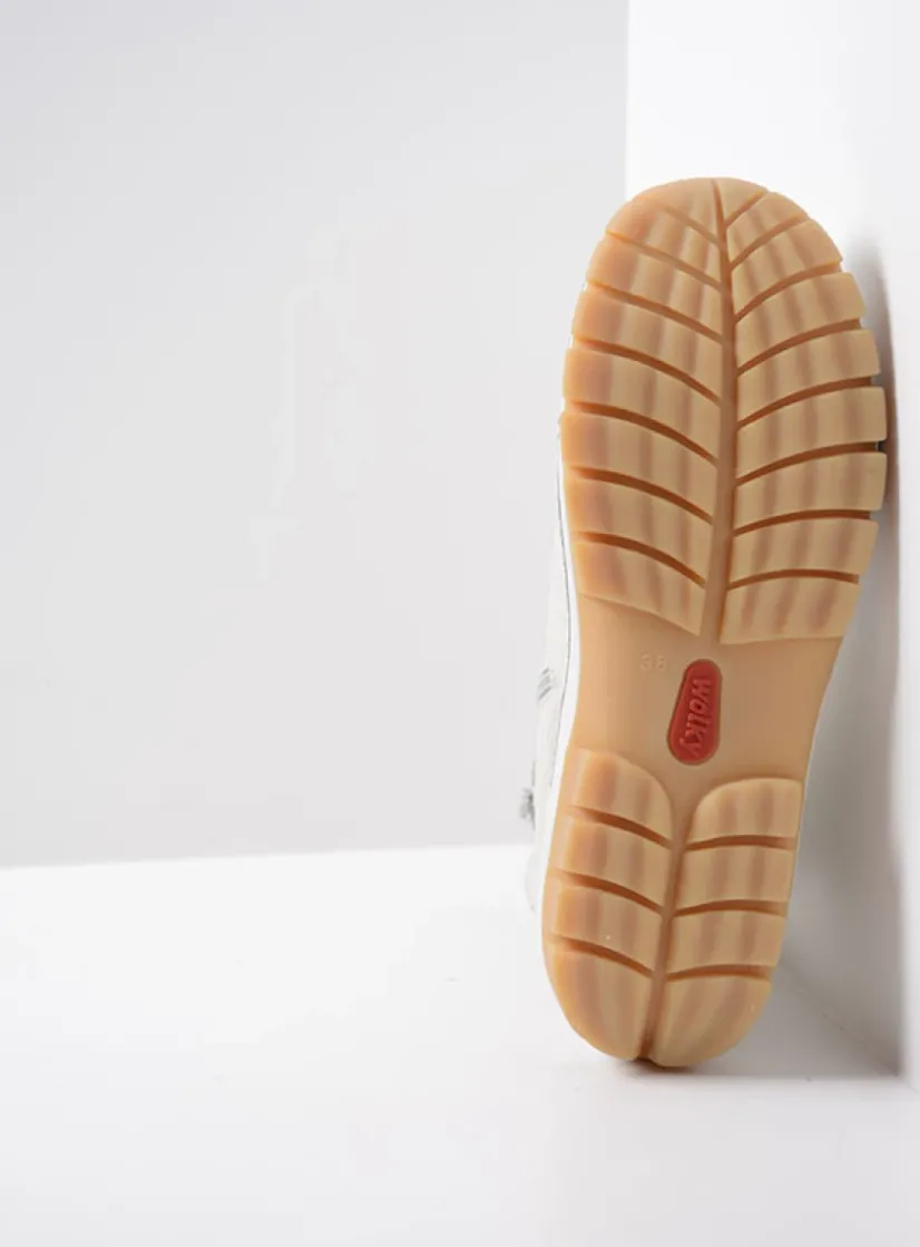 Wolky Reach - creme wit leer<DAMES Hoge Veterschoenen|Veterlaarzen