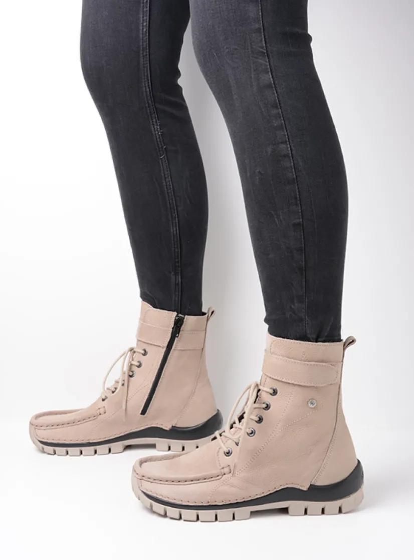Wolky Reach - safari nubuck<DAMES Hoge Veterschoenen|Veterlaarzen