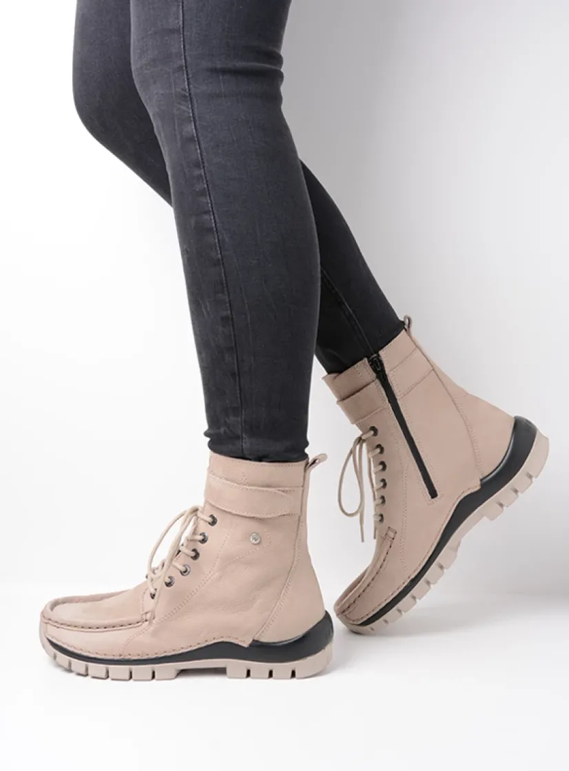 Wolky Reach - safari nubuck<DAMES Hoge Veterschoenen|Veterlaarzen