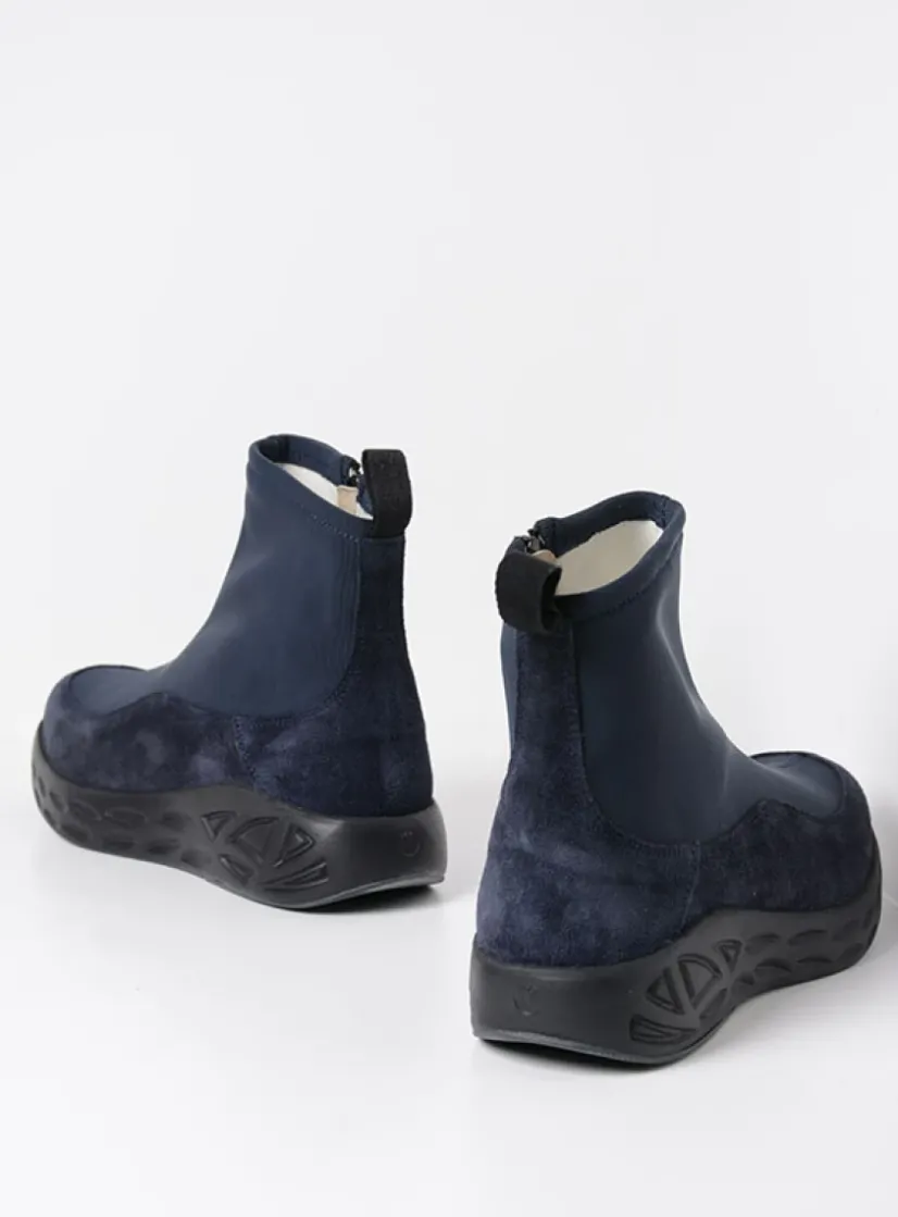 Wolky Rebound S2F - blauw stretch suede<DAMES Wandelschoenen|Sneakers
