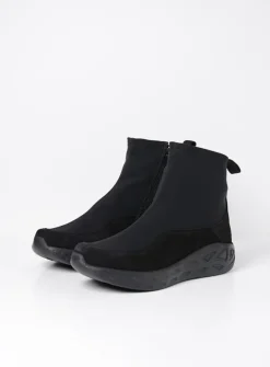Wolky Rebound S2F - zwart stretch suede<DAMES Wandelschoenen|Sneakers