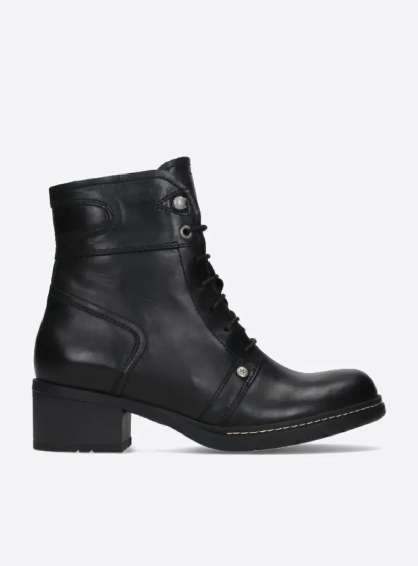 Wolky Red Deer - zwart leer<DAMES Veterlaarzen|Herfst/Winter