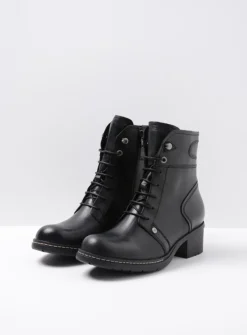Wolky Red Deer - zwart leer<DAMES Veterlaarzen|Herfst/Winter