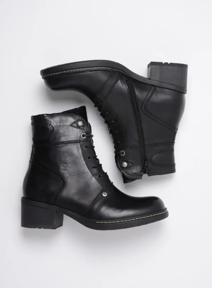 Wolky Red Deer - zwart leer<DAMES Veterlaarzen|Herfst/Winter