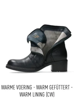 Wolky Red Deer CW - zwart leer<DAMES Veterlaarzen|Biker Boots
