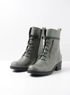 Wolky Rimbley - castor grey leer<DAMES Veterlaarzen|Halfhoge Laarzen