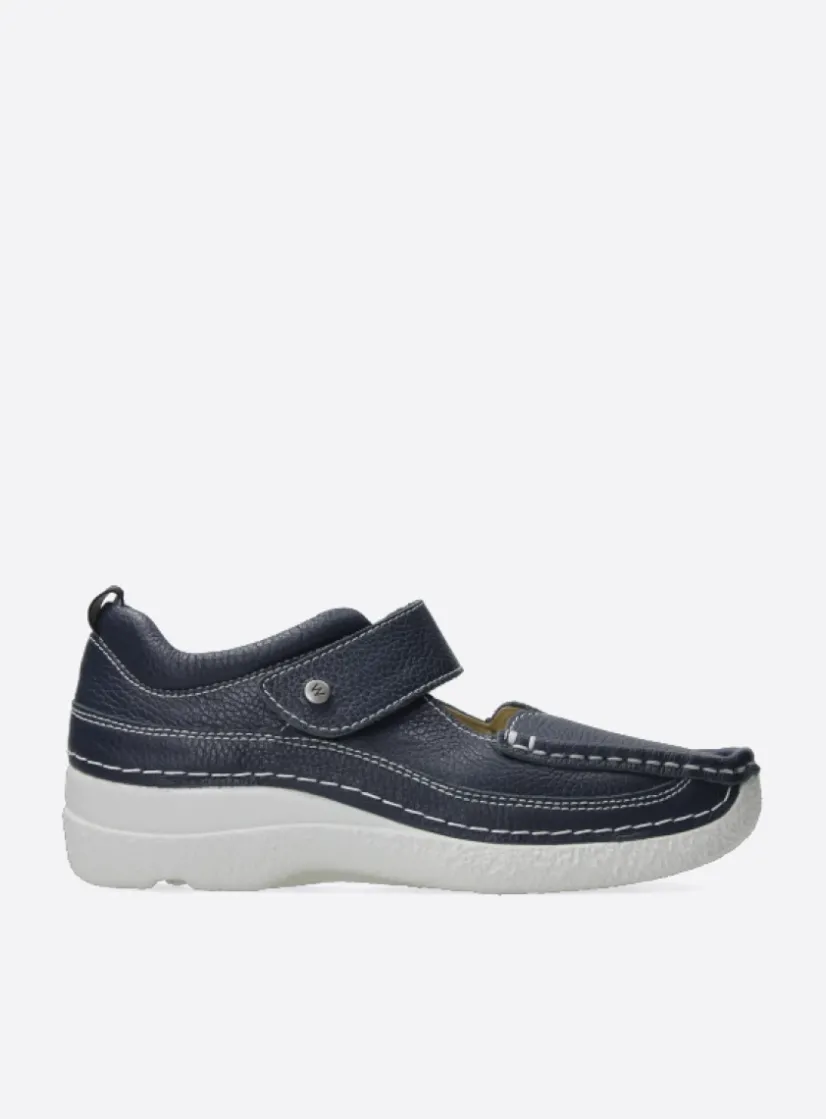 Wolky Roll Combi - blauw leer<DAMES Herfst/Winter|Bandschoenen