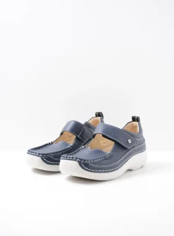 Wolky Roll Combi - blauw leer<DAMES Herfst/Winter|Bandschoenen
