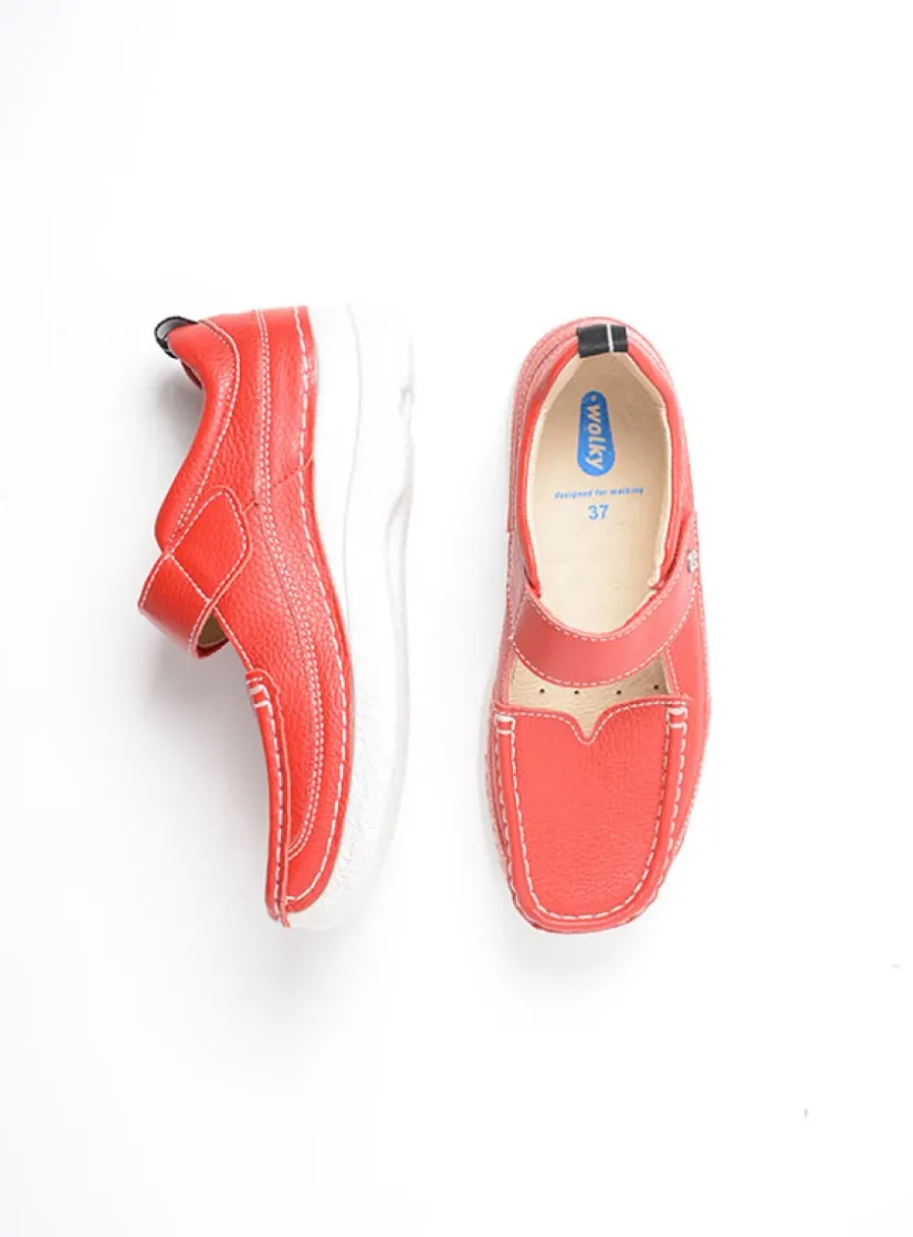 Wolky Roll Combi - rood leer<DAMES Herfst/Winter|Bandschoenen