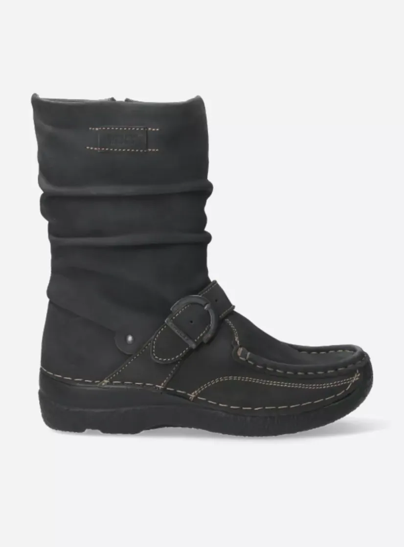 Wolky Roll Jacky - asfalt nubuck<DAMES Halfhoge Laarzen|Herfst/Winter
