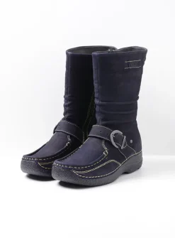 Wolky Roll Jacky - blauw nubuck<DAMES Halfhoge Laarzen|Herfst/Winter