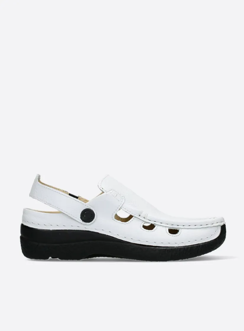 Wolky Roll Multi - wit leer<DAMES Slippers|Klompen