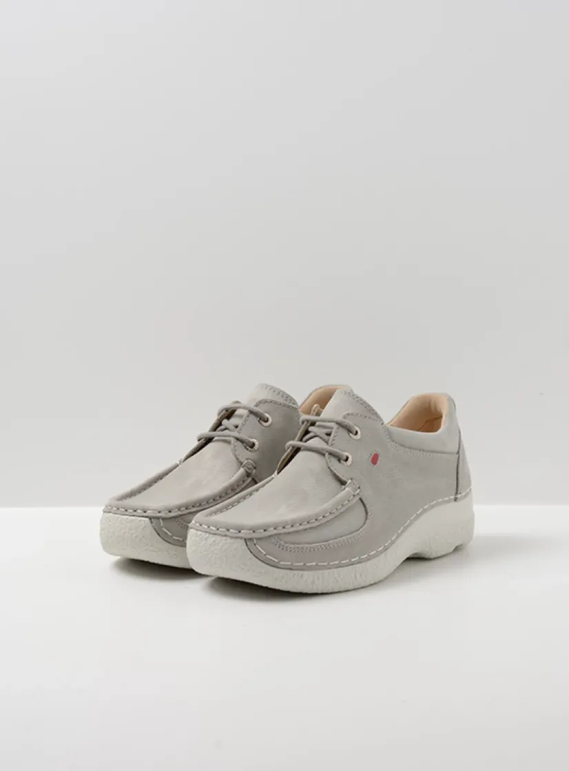 Wolky Roll Shoe - lichtgrijs nubuck<DAMES Lage Veterschoenen