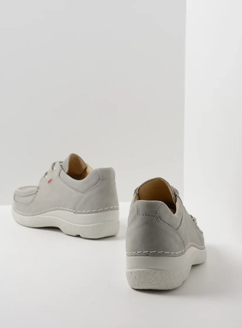 Wolky Roll Shoe - lichtgrijs nubuck<DAMES Lage Veterschoenen