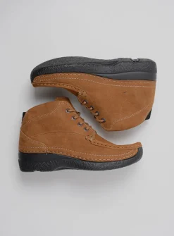 Wolky Roll Shoot - cognac nubuck<DAMES Hoge Veterschoenen|Herfst/Winter