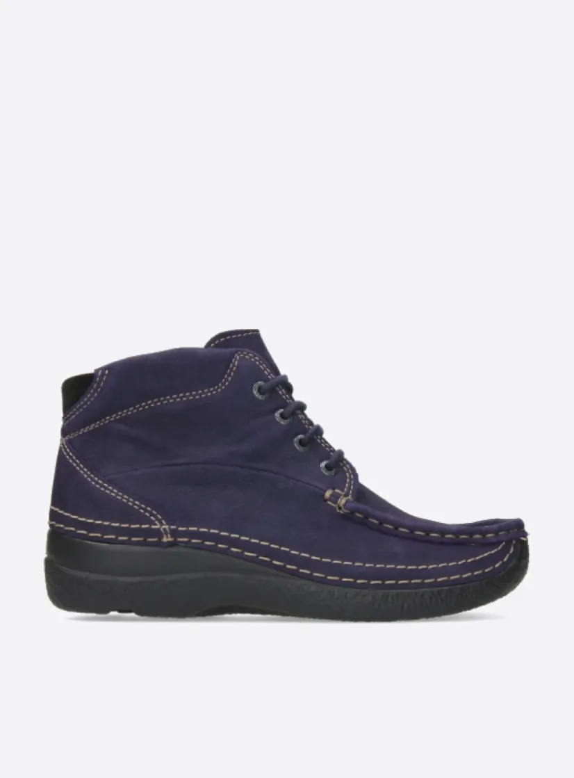 Wolky Roll Shoot - paars nubuck<DAMES Hoge Veterschoenen|Herfst/Winter