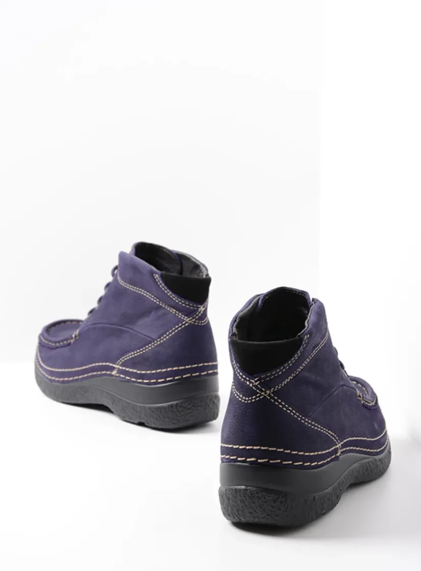 Wolky Roll Shoot - paars nubuck<DAMES Hoge Veterschoenen|Herfst/Winter