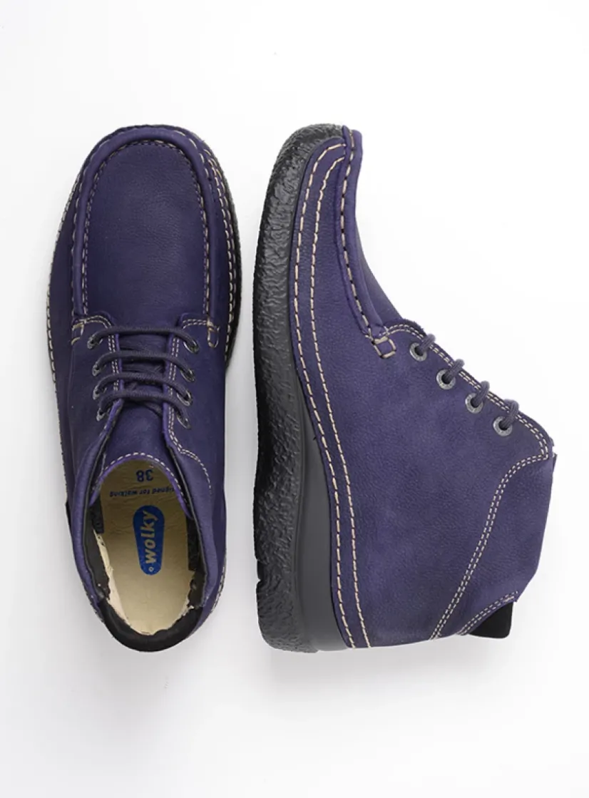 Wolky Roll Shoot - paars nubuck<DAMES Hoge Veterschoenen|Herfst/Winter