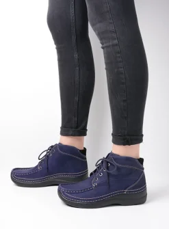 Wolky Roll Shoot - paars nubuck<DAMES Hoge Veterschoenen|Herfst/Winter