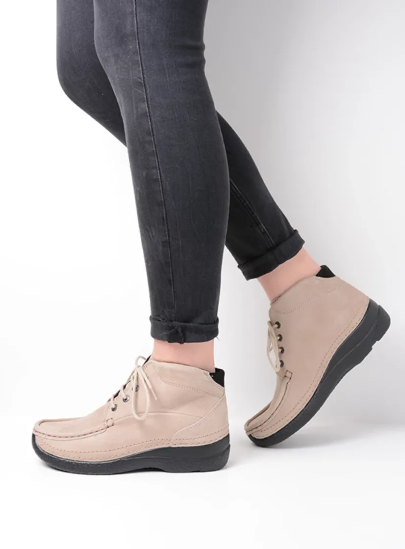 Wolky Roll Shoot - safari nubuck<DAMES Hoge Veterschoenen|Herfst/Winter