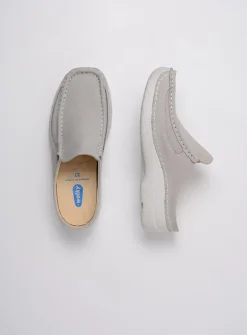 Wolky Roll Slide - lichtgrijs nubuck<DAMES Slippers|Klompen