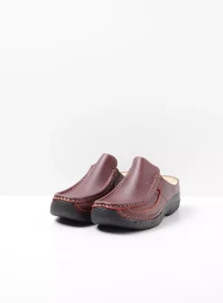 Wolky Roll Slide - rood leer<DAMES Slippers|Klompen