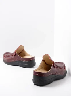 Wolky Roll Slide - rood leer<DAMES Slippers|Klompen