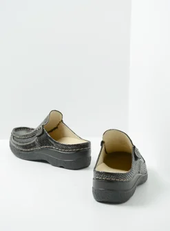 Wolky Roll Slide - slangenprint donkerbruin leer<DAMES Slippers|Klompen