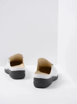 Wolky Roll Slide - wit geprint leer<DAMES Slippers|Klompen