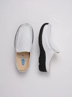 Wolky Roll Slide - wit geprint leer<DAMES Slippers|Klompen
