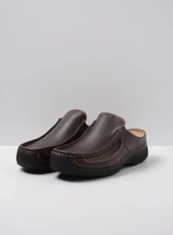 Wolky Roll Slide men - bruin leer<Heren Slippers Heren|Comfortschoenen Heren