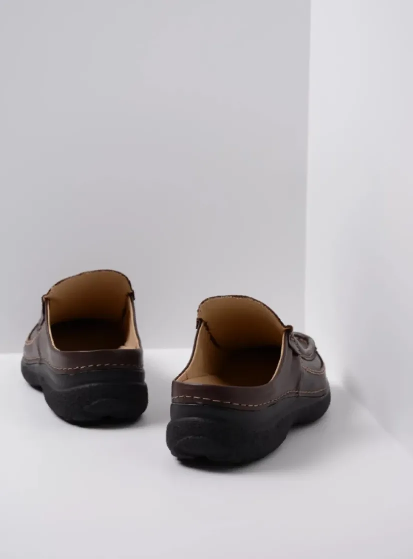 Wolky Roll Slide men - bruin leer<Heren Slippers Heren|Comfortschoenen Heren